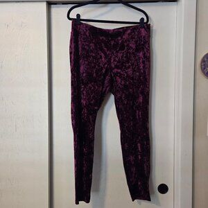 HUE XL Purple Crushed Velvet Leggings Stretch High Waisted